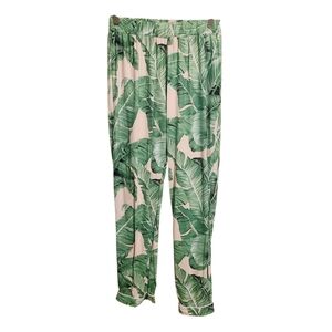 Ekouaer | Women's Leafy Green Printed Pajama or Lounge Pants (Size Small)
